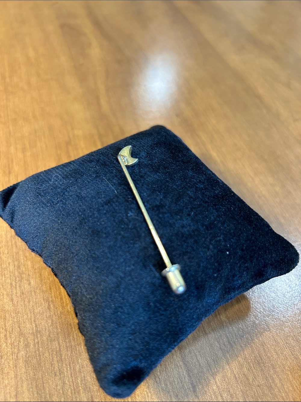 Delicate Gold-Tone Crescent Moon Stick Pin - Picture 2 of 3